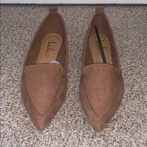 Emmy Camel Suede Pointed Loafers ✨